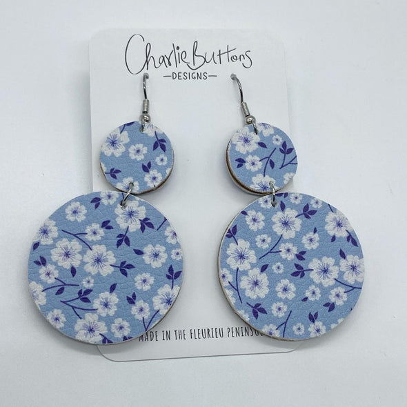 NEW Blue Floral Round Drop Hook