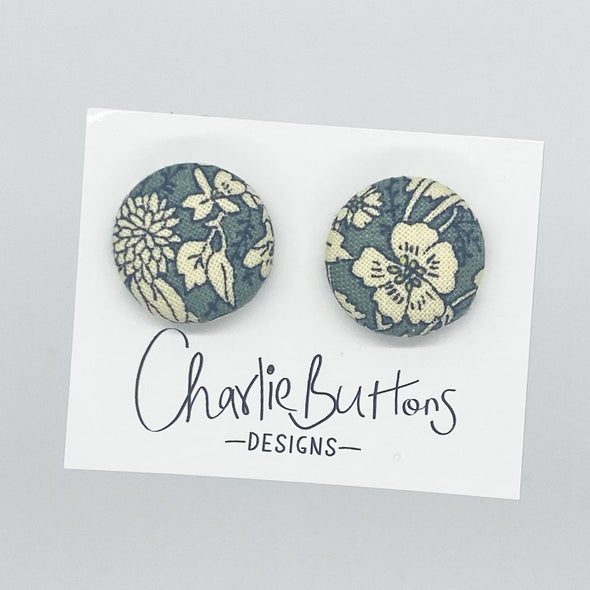 Teal Paisley Floral Studs