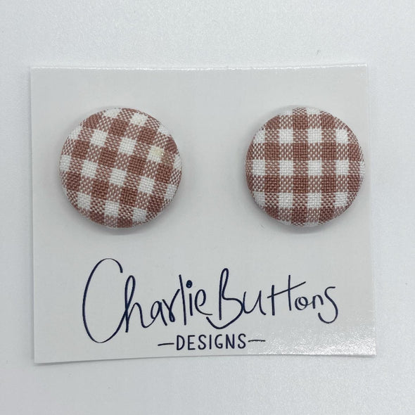 # Gingham Fabric Studs Brown