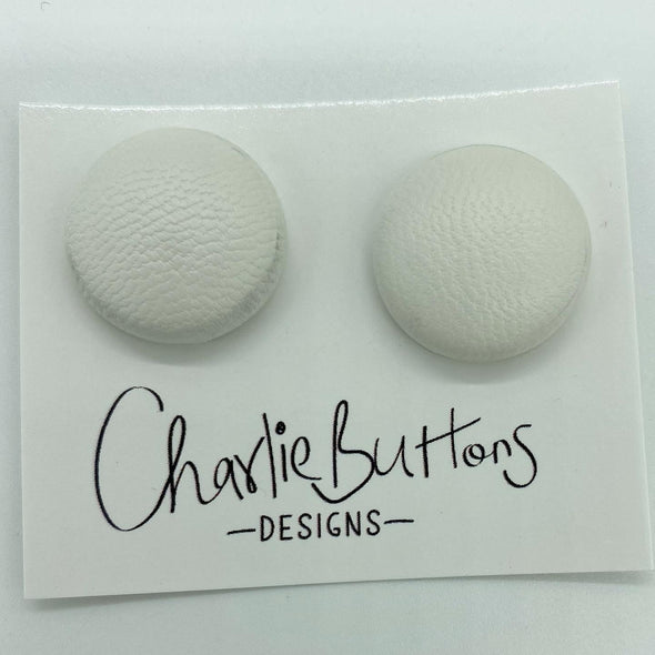 White Basic Faux Leather Studs