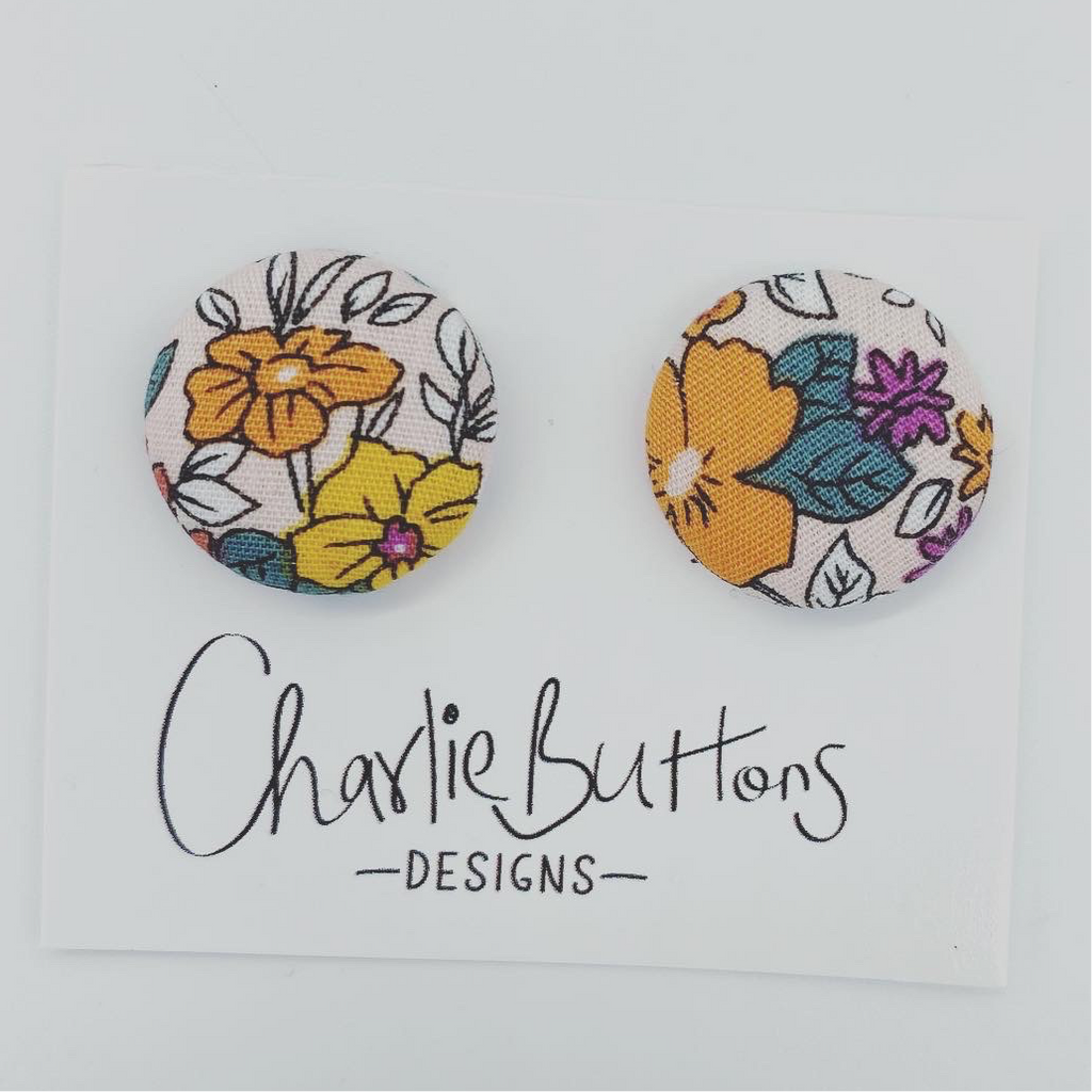 Floral Fabric Studs