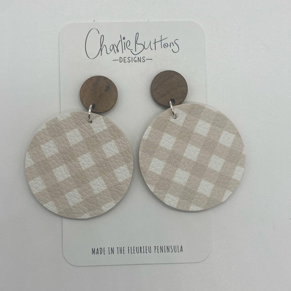 NEW Gingham Wooden Round Drop