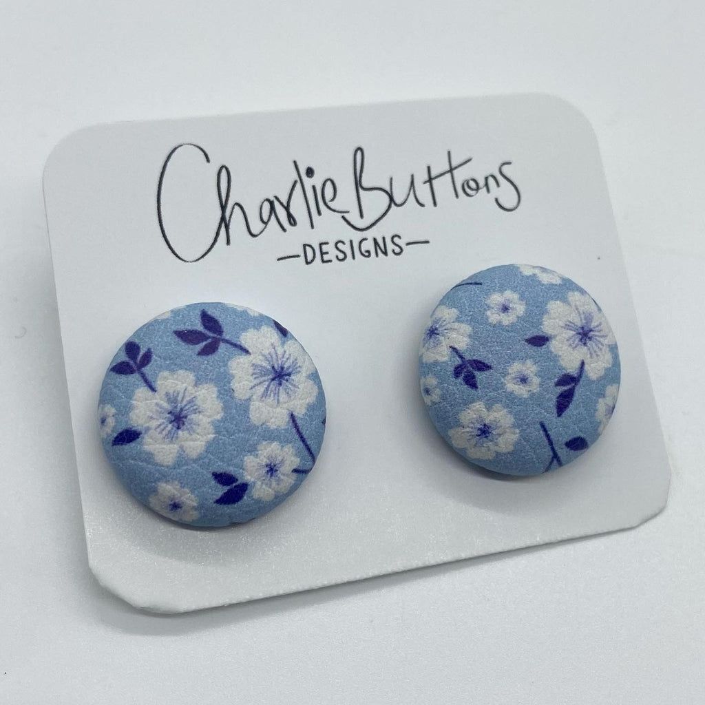 NEW Navy White Floral Studs