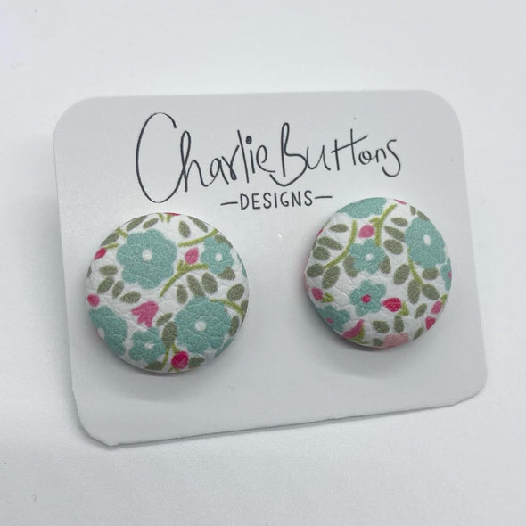 NEW Floral Duck Egg Green Leather Studs